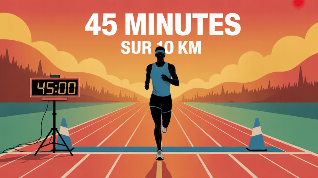 Arrivée 10 km en 45 minutes avec chronomètre