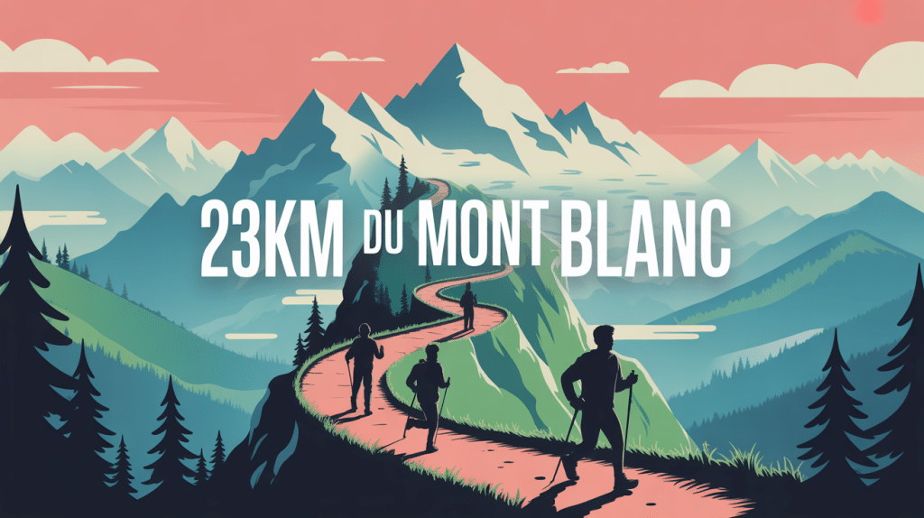 sentier 23km du mont blanc silhouettes en montagne