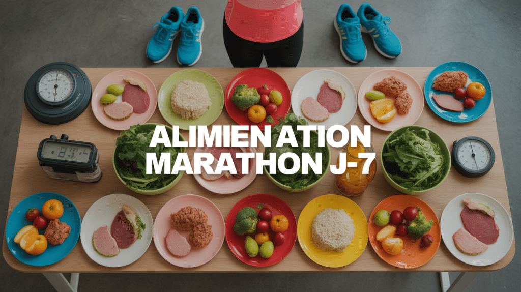 table aliments alimentation marathon j-7 menu prépa running