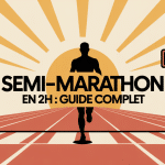 Coureur franchissant la ligne d arrivée allure semi marathon 2h