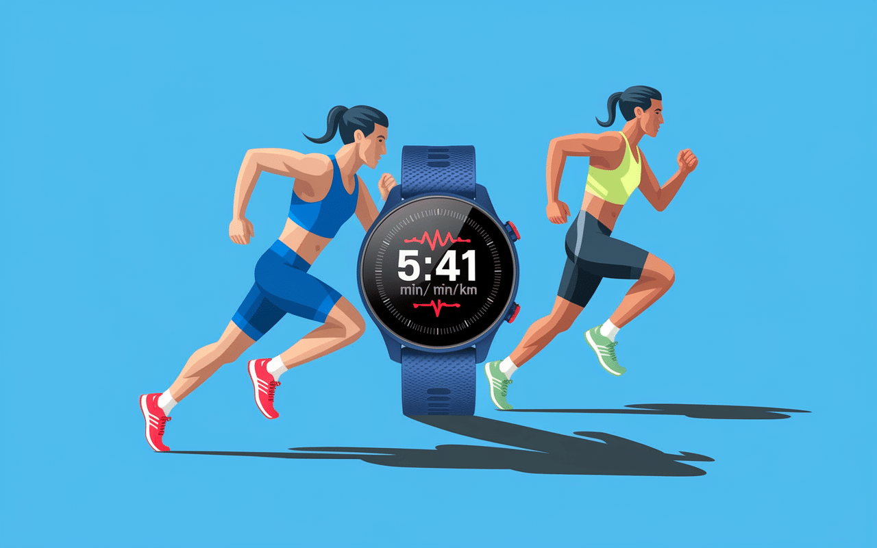 Montre GPS affichant allure semi marathon 2h