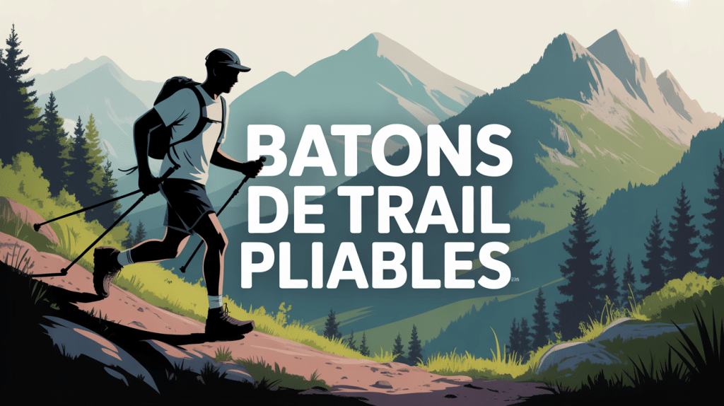 batons de trail pliables illustration coureur sentier montagne