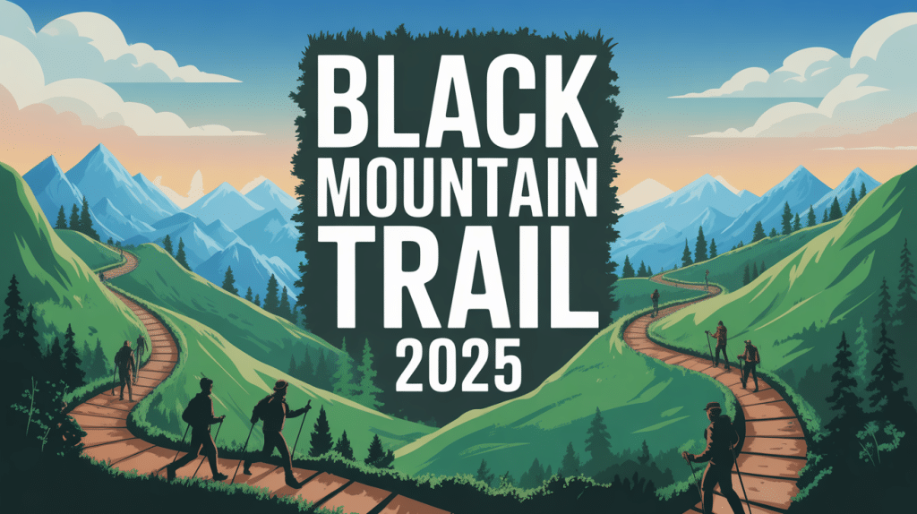 Illustration sentier montagne black mountain trail 2025 avec coureurs