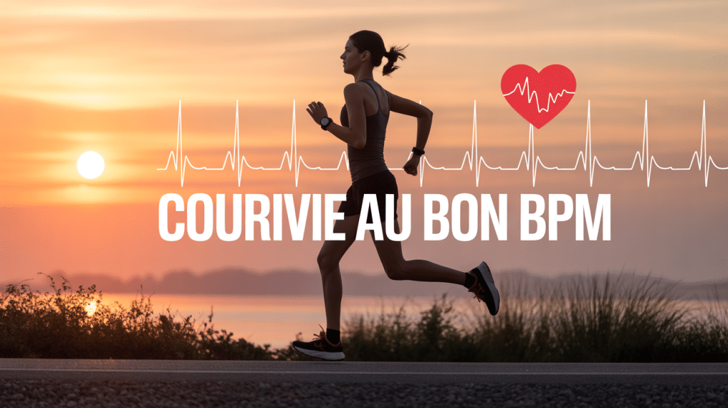 bpm course à pied montre et runner au coucher de soleil