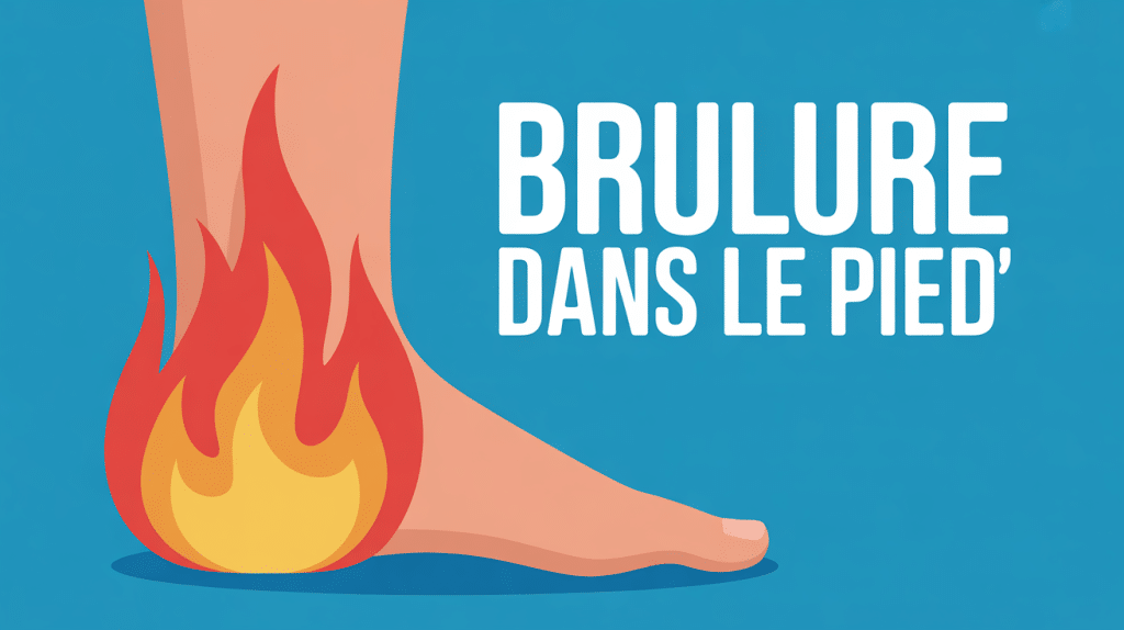 Image stylisée brulure dans le pied fond bleu