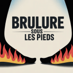 Illustration brulure sous les pieds que faire en silhouette et flammes