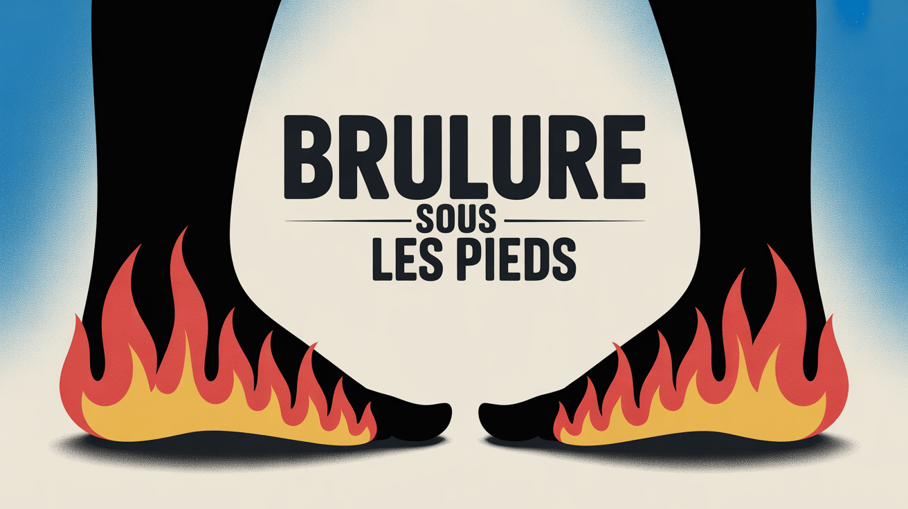 Illustration brulure sous les pieds que faire en silhouette et flammes
