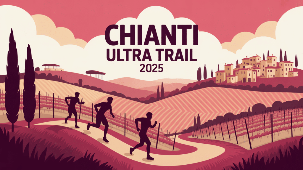 visuel chianti ultra trail 2025 collines toscanes et coureurs silhouettes