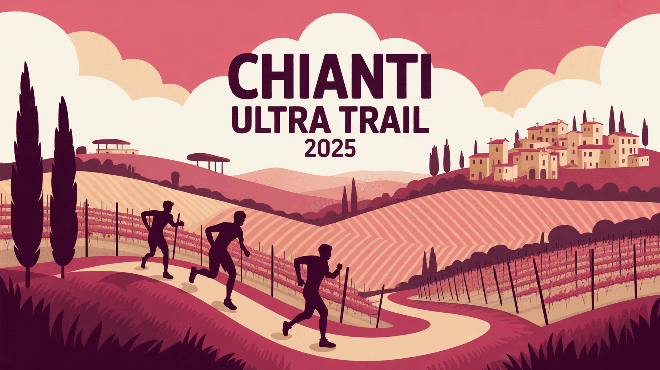 visuel chianti ultra trail 2025 collines toscanes et coureurs silhouettes