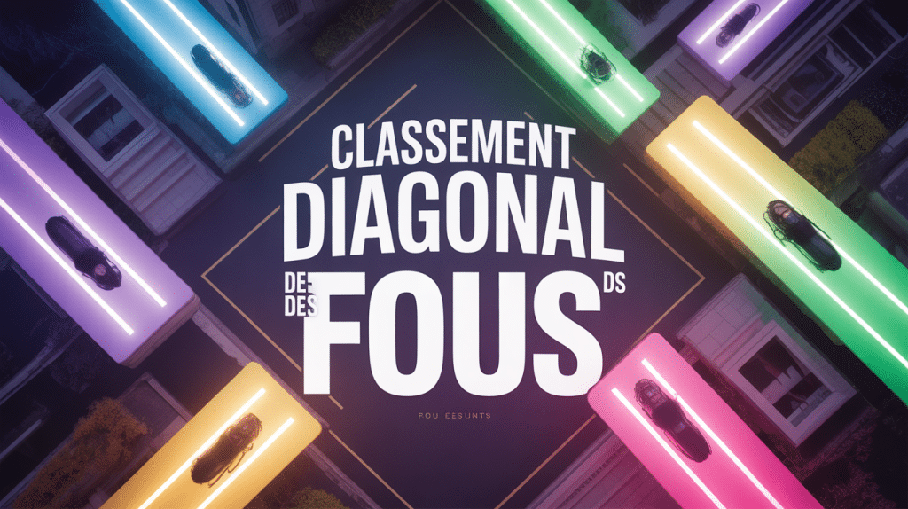 Classement diagonal des fous sur échiquier, grandes diagonales lumineuses