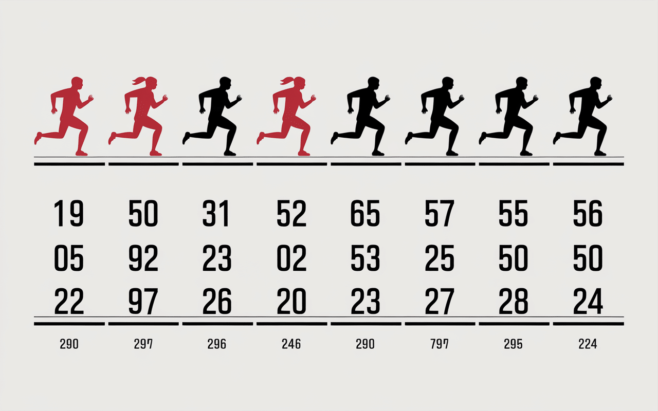 Tableau catégories classement marathon de Londres