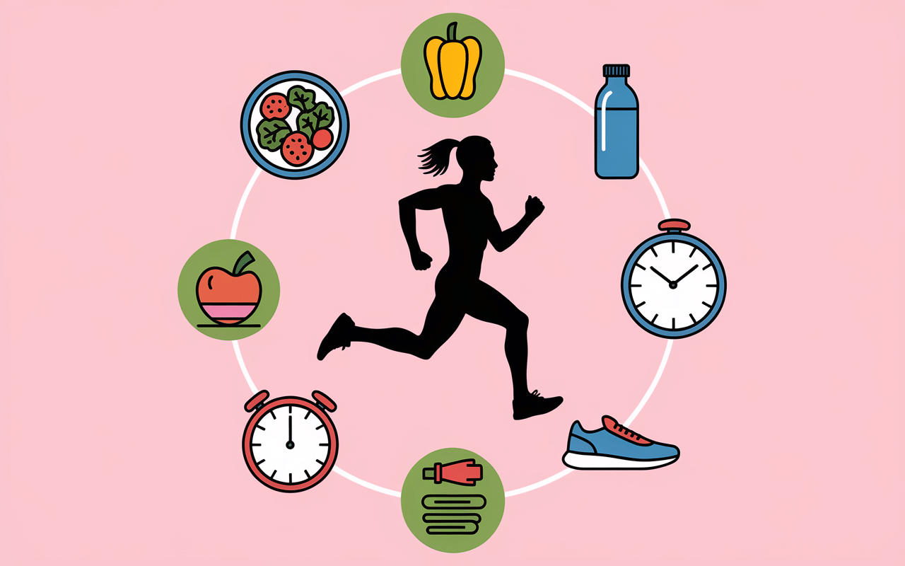 Icônes courir et perdre du poids bonnes habitudes