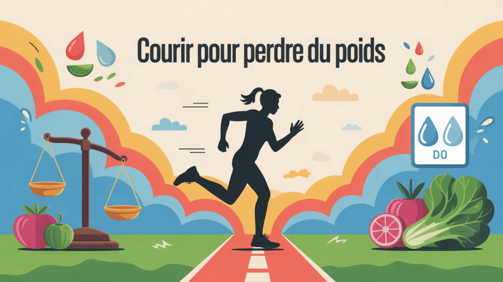 Illustration courir et perdre du poids silhouette dynamique