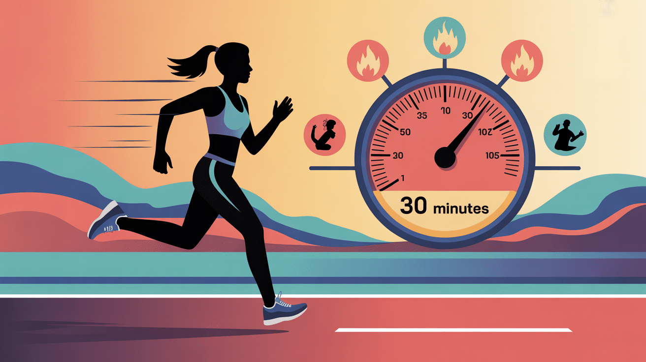 Illustration calories brulees jogging 30 minutes chrono flamme denivele