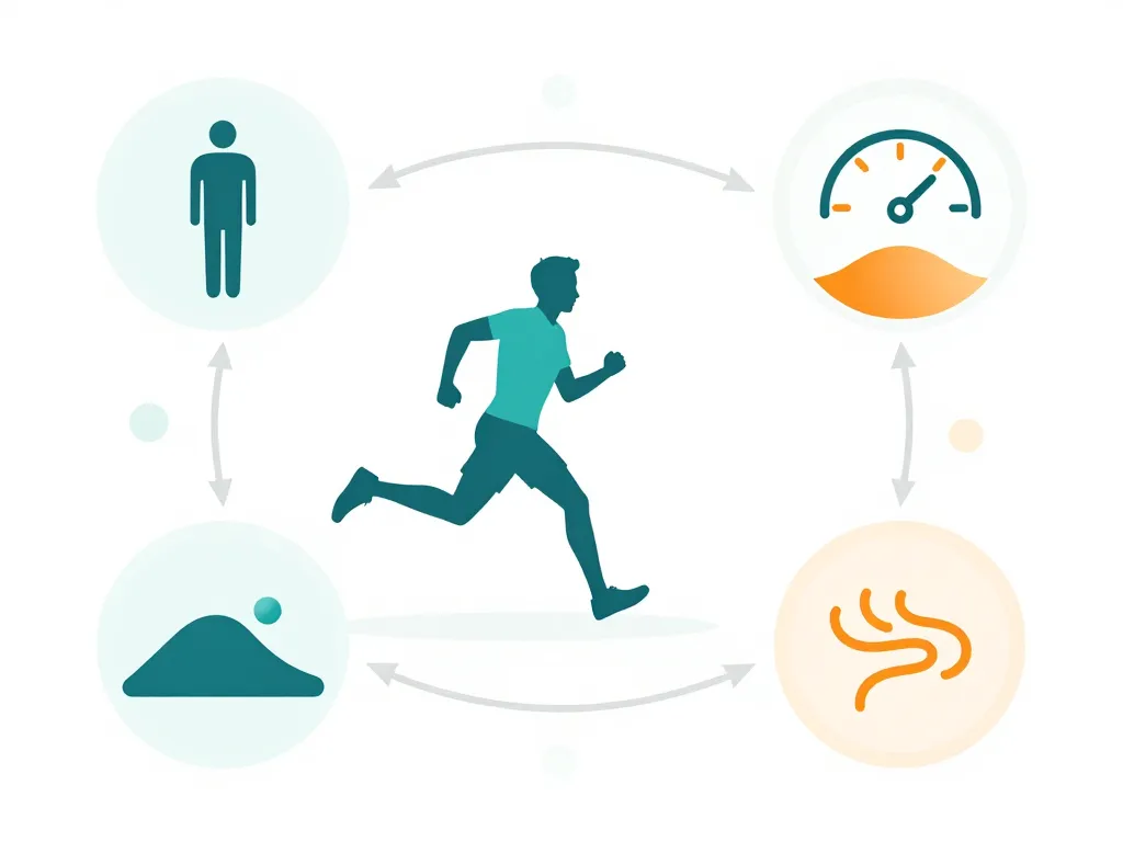 Diagramme explicatif calories course a pieds poids vitesse terrain
