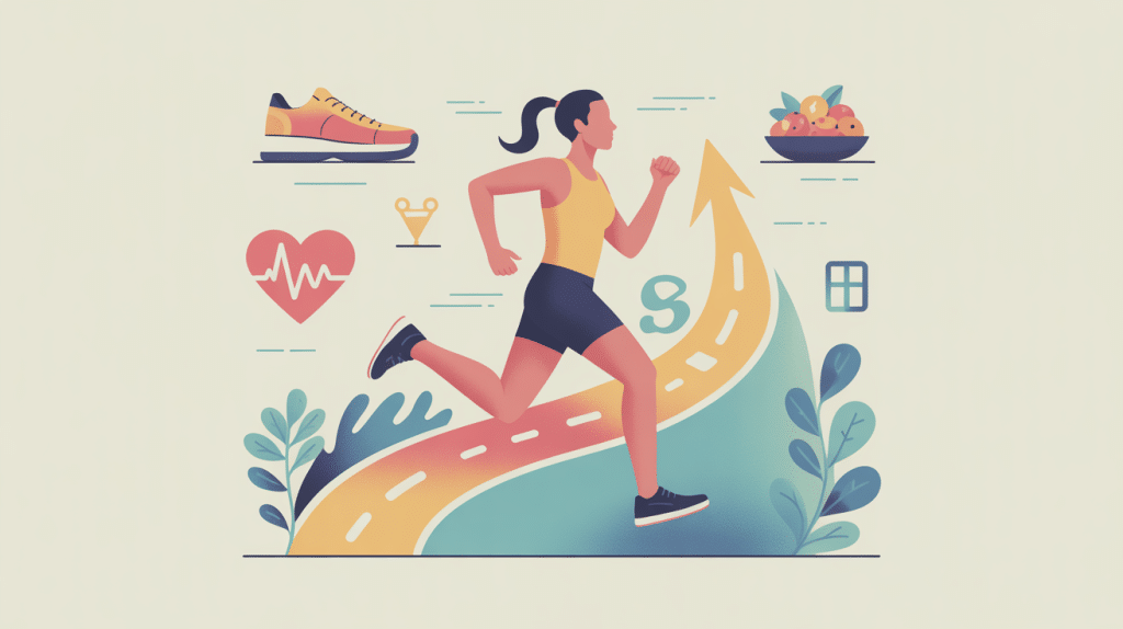 Illustration course perdre du poids progression équilibre alimentation récupération