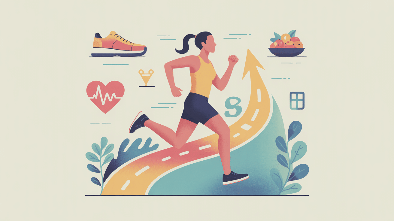 Illustration course perdre du poids progression équilibre alimentation récupération