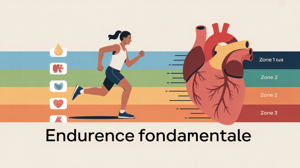 endurance fondamentale zone 2 ou 3 illustration vecteur coureur