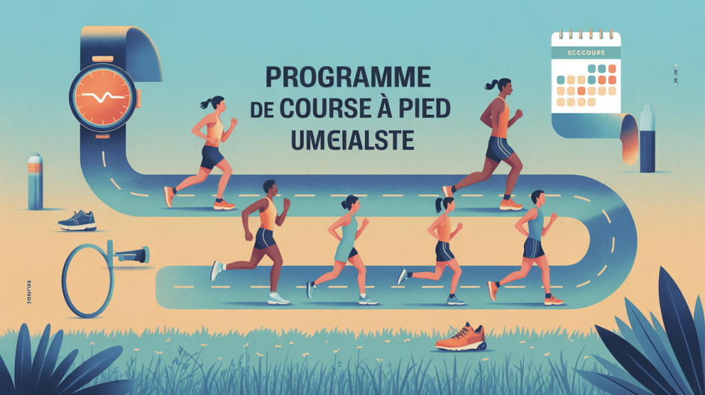 Programme course a pied progressif et sécurisé illustration vectorielle