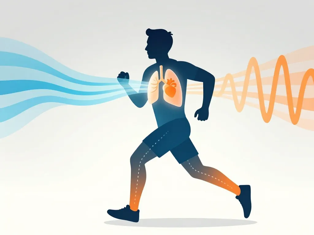 Schéma oxygène, poumons et effort — respiration en course a pied