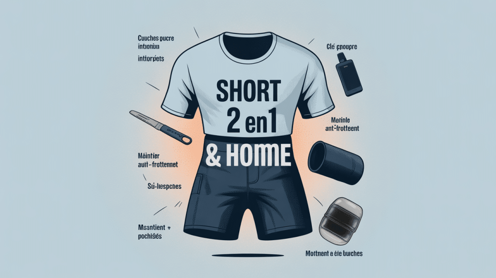 short 2 en 1 homme vue éclatée montrant cuissard et sur-short