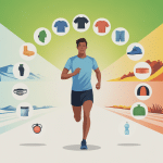 Illustration de tenue de running pour homme avec équipements et saisons
