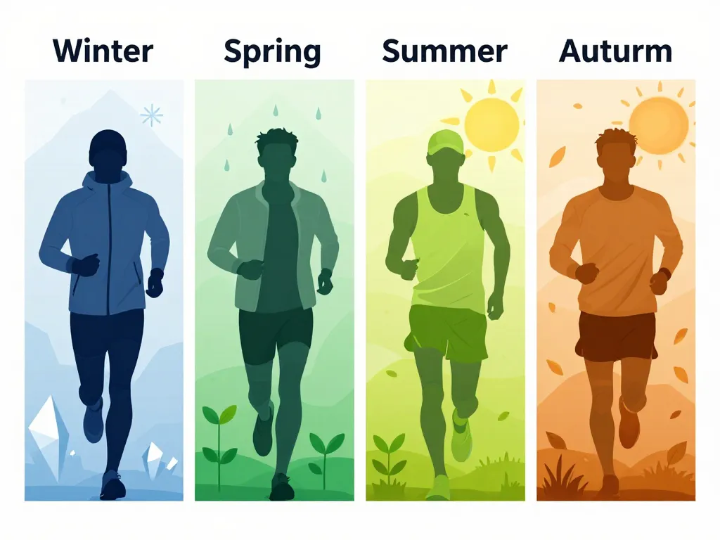 Schéma des couches pour une tenue de running pour homme selon les saisons