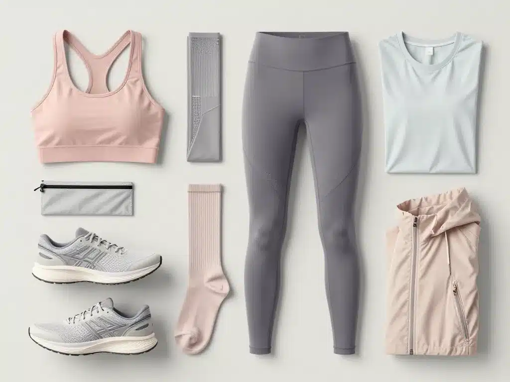 tenue femme course a pied flatlay brassiere legging