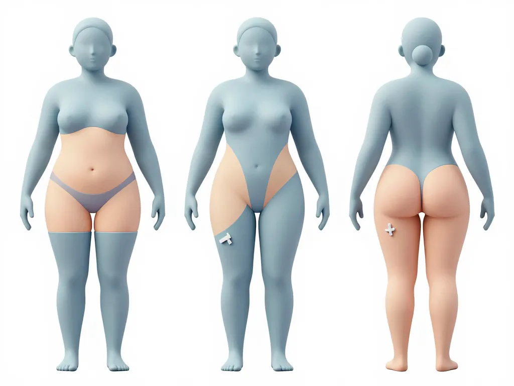 diagramme bbl zones graisse avant injection fesses