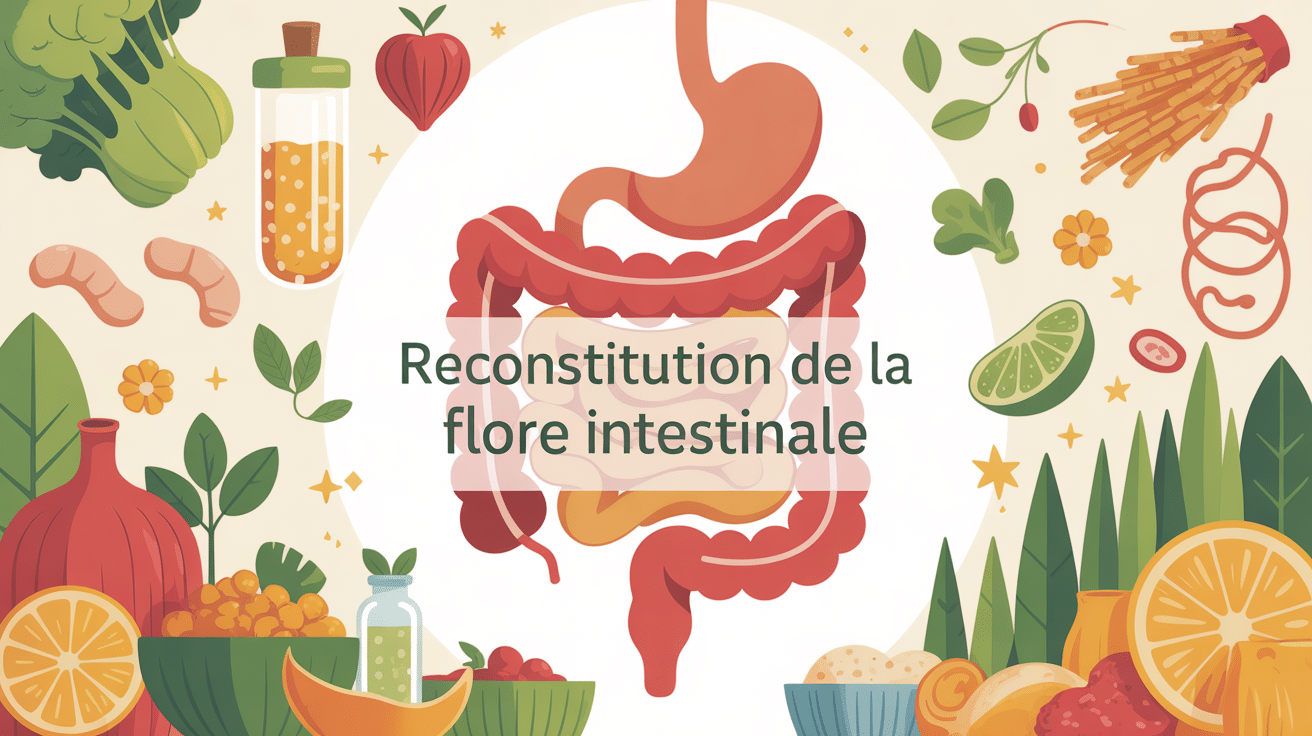combien de temps pour reconstituer la flore intestinale illustration intestin stylisé