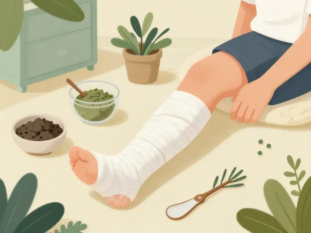 Illustration premiers gestes déchirure musculaire remède de grand-mère