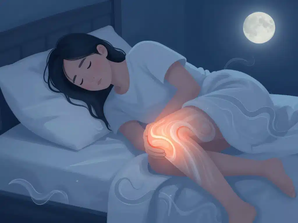 douleur genou au repos la nuit illustration personne allongée