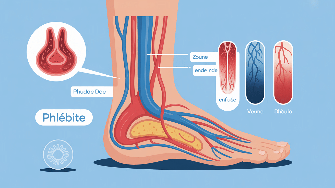 En combien de temps évolue une phlébite illustration système veineux jambe
