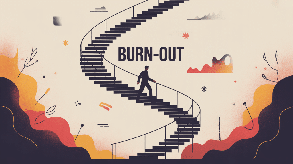 Illustration globale représentant les 12 étapes du burn-out