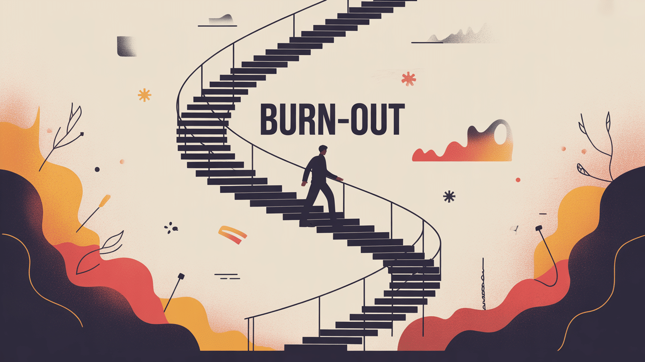 Illustration globale représentant les 12 étapes du burn-out