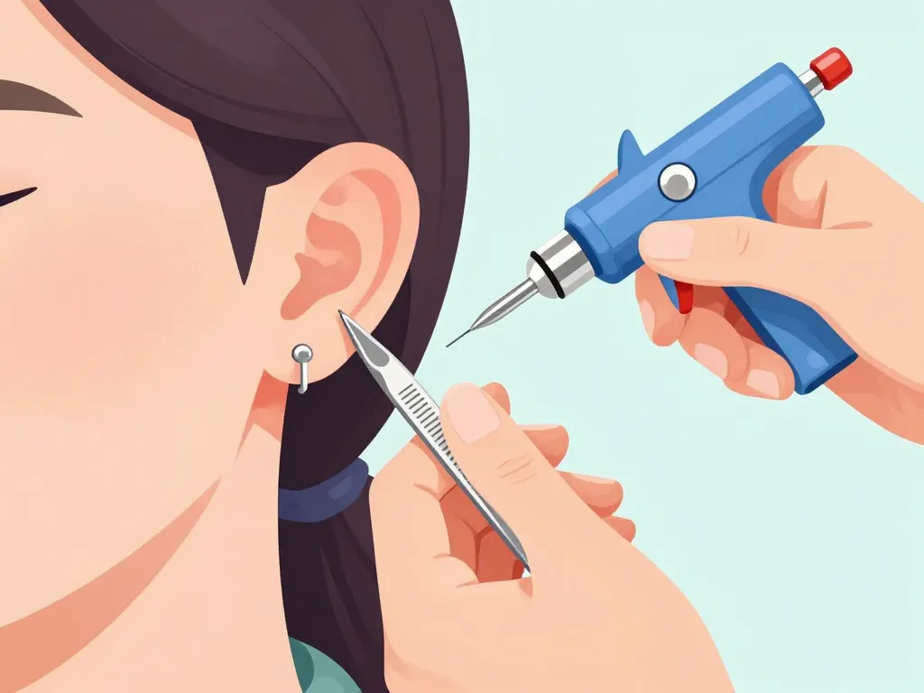 Illustration piercing lobes oreille sécuritaire