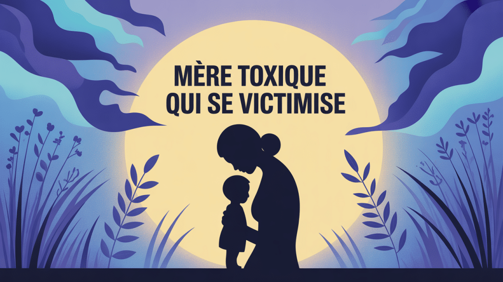 illustration mère toxique qui se victimise et souffrance enfant
