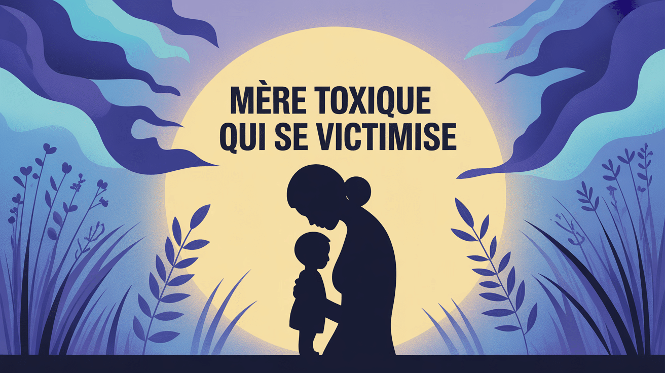illustration mère toxique qui se victimise et souffrance enfant