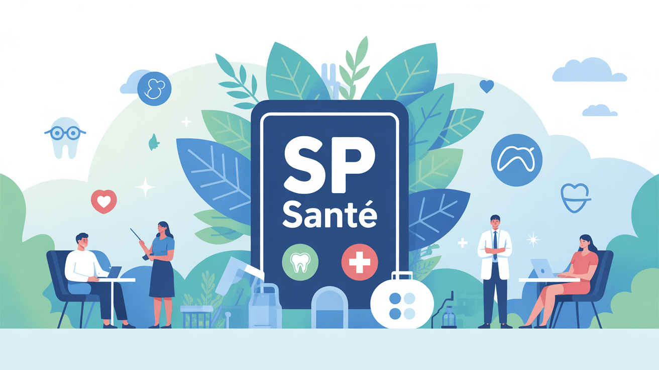 illustration sp santé carte mutuelle personnes et soins