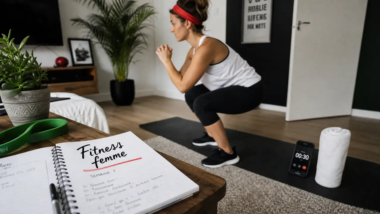 Femmes fitness : routine maison sans matériel, squat contrôlé
