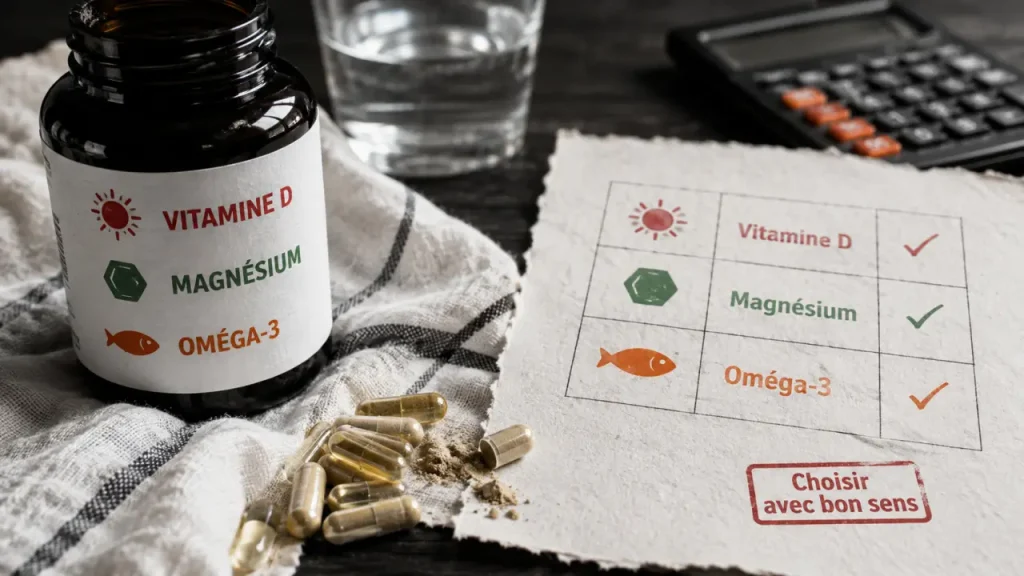 Vitamine D, oméga 3 et magnésium : choisir les meilleurs compléments alimentaires sans piège marketing